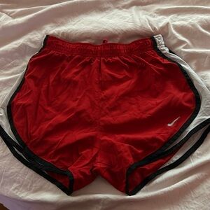 red athletic shorts